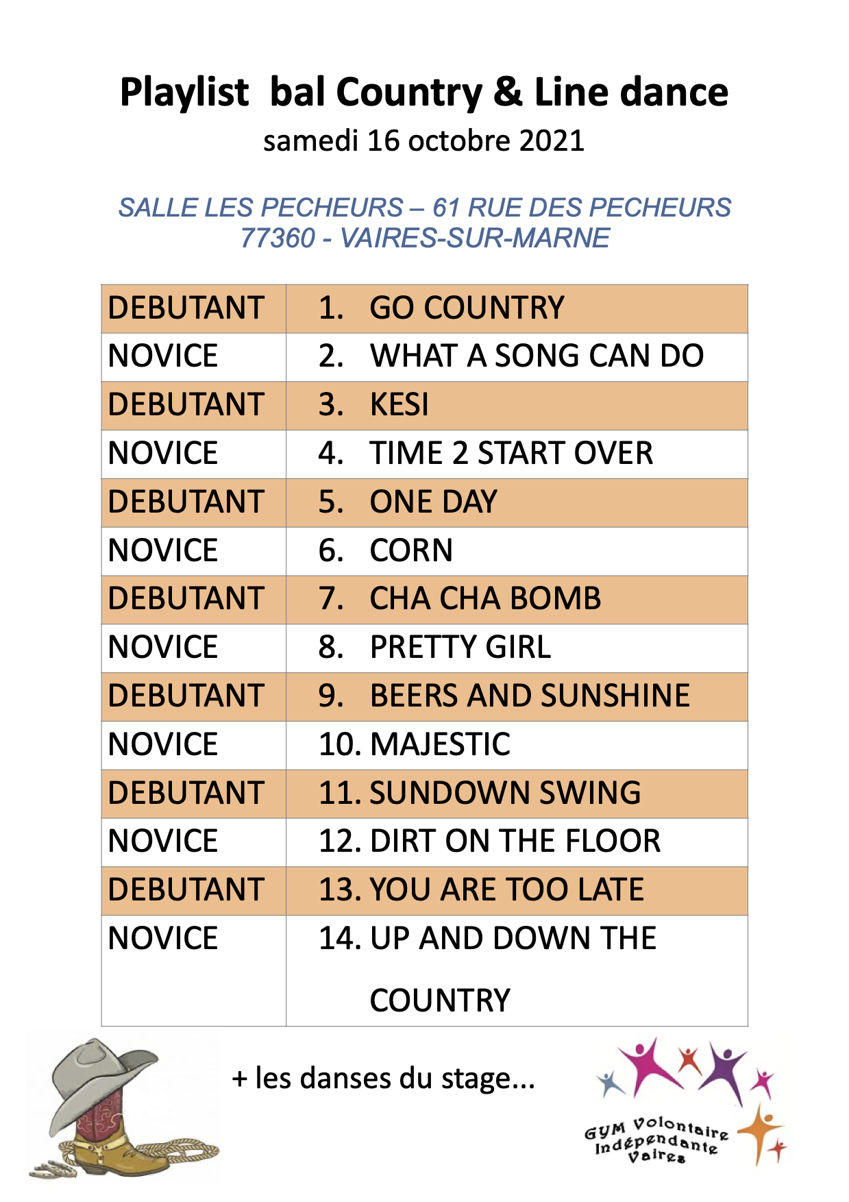 Playlist samedi 16 octobre 2021